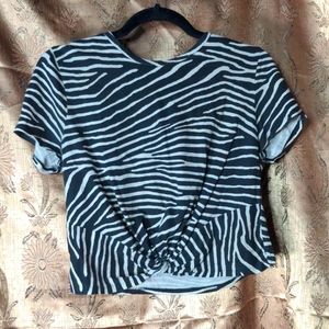 Zebra print front-knot tee